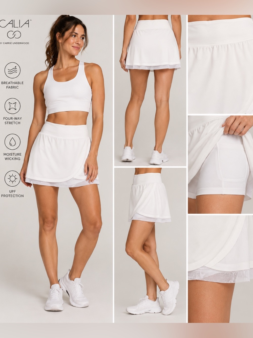 NWT CALIA athletic skort in crisp white, Large